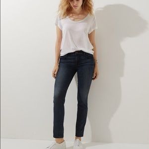 Lou & Grey High Rise Skinny Ankle Jeans-Dark Blue